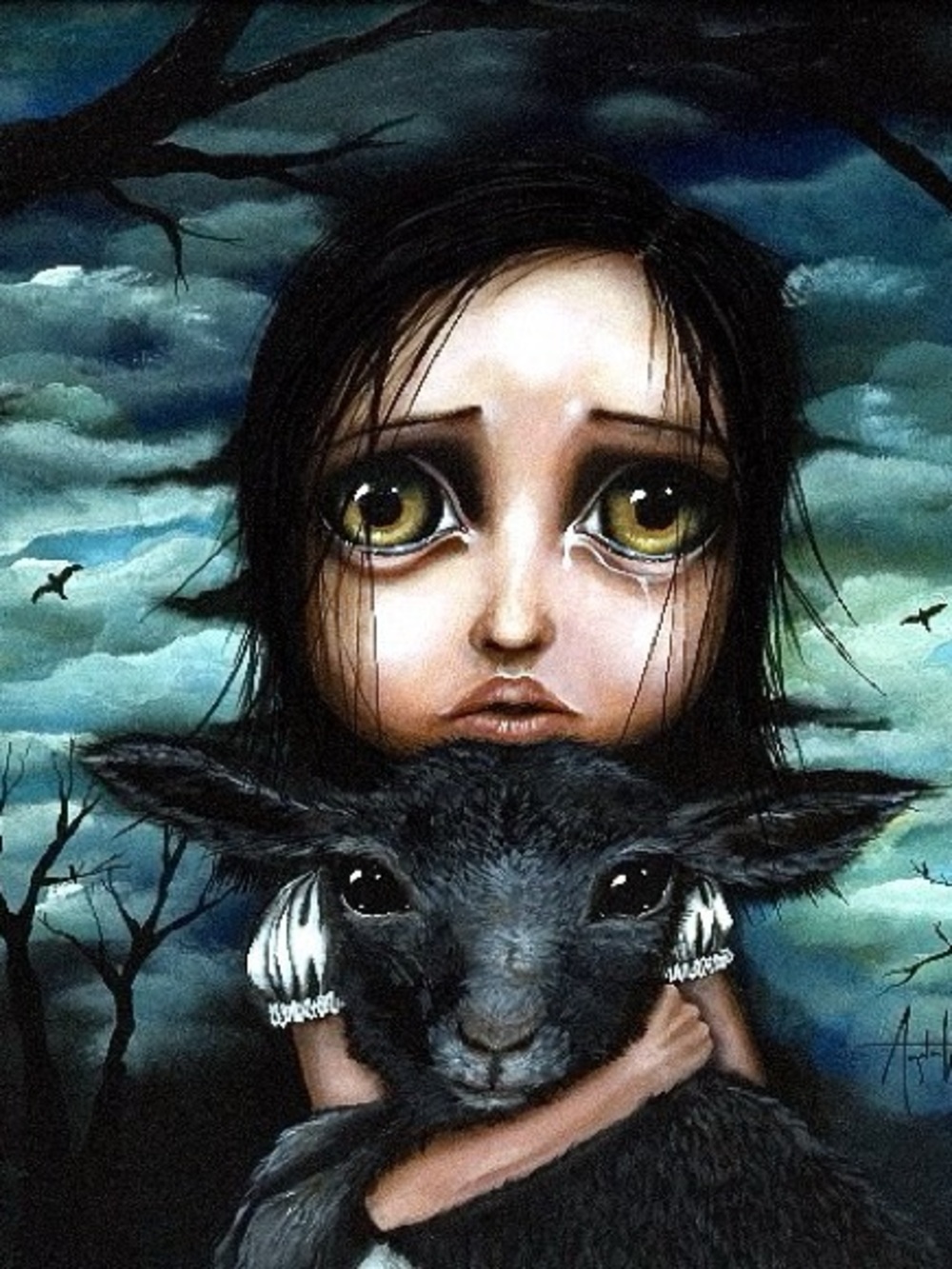 Angelina Wrona’s painting print “Clarice” set in a dark deep wood frame